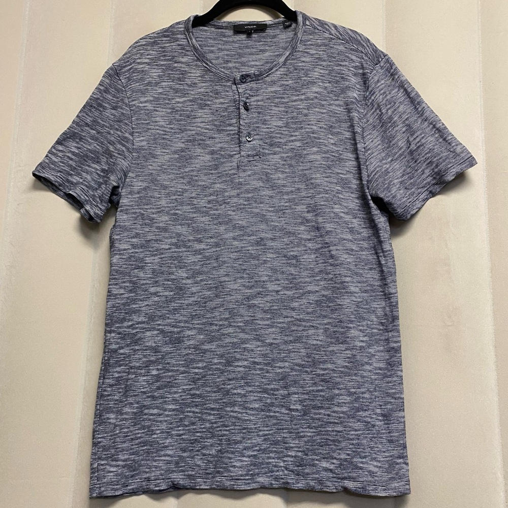 Vince Men’s Henley Short Sleeve Shirt Small 100% Cotton Masculine Classic
